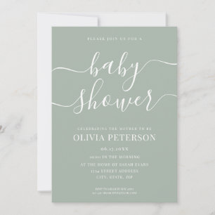 Elegant Script Sage Green Baby shower Kaart