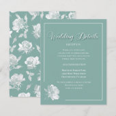 Elegant Script Sage Green Floral Wedding  Informatiekaartje (Voorkant / Achterkant)