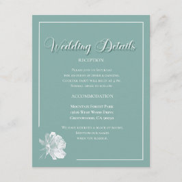 Elegant Script Sage Green Floral Wedding  Informatiekaartje