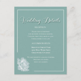 Elegant Script Sage Green Floral Wedding Informatiekaartje