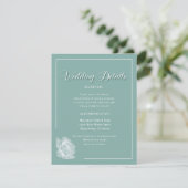 Elegant Script Sage Green Floral Wedding Informatiekaartje (Staand voorkant)