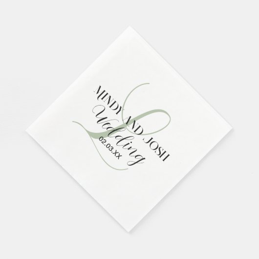Elegant Script Sage Green Initiaal Wedding Servet (Hoek)