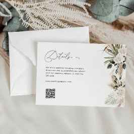 Elegant script Sage Green Pampas bruiloft details Informatiekaartje