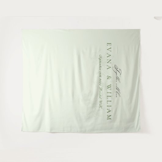Elegant  script  Sage Green  wedding backdrop Wandkleed (Voorkant (horizontaal))
