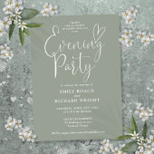 Elegant Script Sage Green Wedding Evening Party Kaart