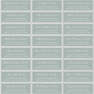 Elegant Script Sage Green Wedding Guest Address Sticker