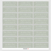 Elegant Script Sage Green Wedding Guest Address Sticker (Vel)