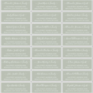 Elegant Script Sage Green Wedding Guest Address Sticker