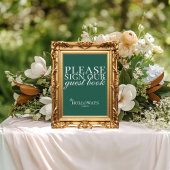 Elegant Script Sage Green Wedding Guestbook Poster