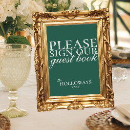 Elegant Script Sage Green Wedding Guestbook Poster