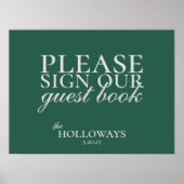 Elegant Script Sage Green Wedding Guestbook Poster (Voorkant)