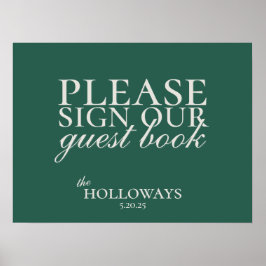 Elegant Script Sage Green Wedding Guestbook Poster