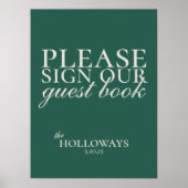 Elegant Script Sage Green Wedding Guestbook Poster (Voorkant)