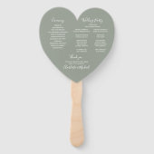 Elegant Script Sage Green Wedding Programma Hart Handwaaier (Achterkant)