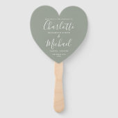 Elegant Script Sage Green Wedding Programma Hart Handwaaier (Voorkant)