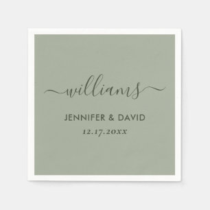 Elegant Script Sage Green Wedding Servet
