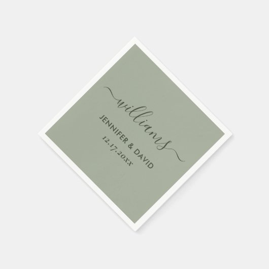 Elegant Script Sage Green Wedding Servet (Hoek)