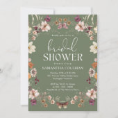 Elegant Script Sage Green Wildflower Vrijgezellenf Kaart (Voorkant)