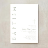 Elegant Script Sage Groen Kruis Doop Kaart