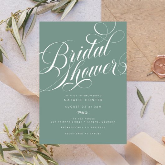 Elegant Script Sage Groen Vrijgezellenfeest Kaart
