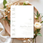 Elegant Script Sage Groene Kruis Doop Kaart
