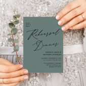 Elegant Script Sage Groene repetitie Diner QR code Kaart