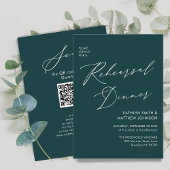Elegant Script Sage Groene repetitie Diner QR code Kaart