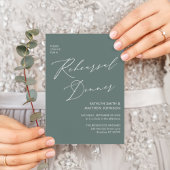 Elegant Script Sage Groene repetitie Diner QR code Kaart