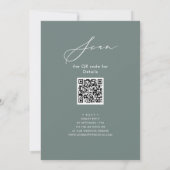 Elegant Script Sage Groene repetitie Diner QR code Kaart (Achterkant)