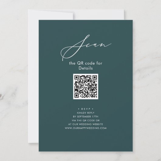 Elegant Script Sage Groene repetitie Diner QR code Kaart (Achterkant)