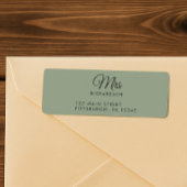 Elegant Script Sagegroene Mevrouw. Retouradres Etiket