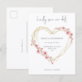 Elegant Script Sakura Cherry Blossom Save The Date Uitnodiging Briefkaart