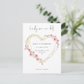 Elegant Script Sakura Cherry Blossom Save The Date Uitnodiging Briefkaart (Staand voorkant)