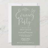 Elegant Script Salie Groene Trouwavond Feest Kaart (Voorkant)