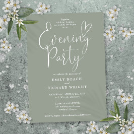 Elegant Script Salie Groene Trouwavond Feest Kaart