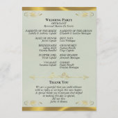 Elegant Script - Salie Parel/Goud Huwelijk Programmakaart (Achterkant)