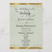 Elegant Script - Salie Parel/Goud Huwelijk Programmakaart (Voorkant)
