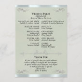Elegant Script - Salie Parel/Zilveren Bruiloft Programmakaart (Achterkant)