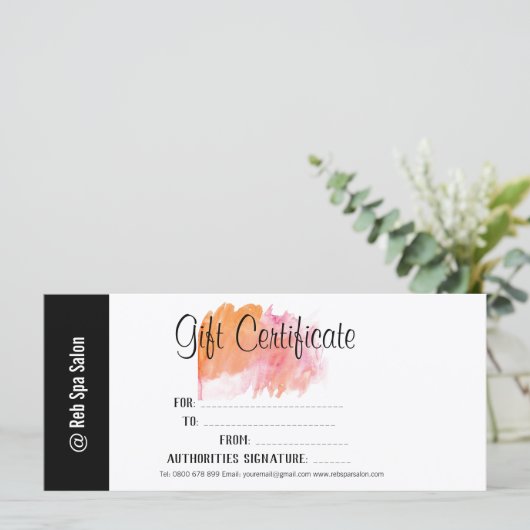 Elegant Script Salon Personalized Cadeaubon (Staand voorkant)