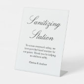 Elegant Script Sanitizing Station Reclamebord Met Voetstuk (Voorkant)