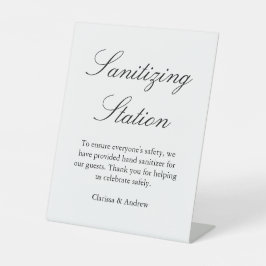Elegant Script Sanitizing Station Reclamebord Met Voetstuk