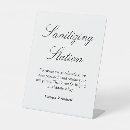 Elegant Script Sanitizing Station Reclamebord Met Voetstuk (Voorkant)