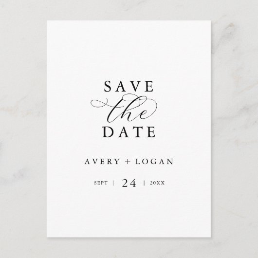 Elegant Script Save the Date Announcement Postcard Uitnodiging Briefkaart (Voorkant)