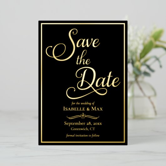 Elegant Script Save the Date Folie Uitnodiging (Staand Voorkant)