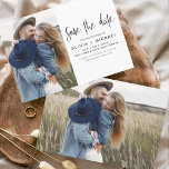 Elegant Script Save the Date Foto Minimalistisch<br><div class="desc">Save the Date-huwelijkskaarten met een foto op de voorkant en achterkant. De Save the Date-kaarten bevatten een moderne,  met de hand geschreven cursieve scripttypografie die elegant,  eenvoudig en modern is om te gebruiken na uw huwelijksdagviering.</div>