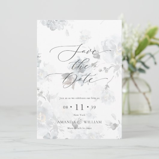 Elegant script Save the Date Kaart (Staand voorkant)