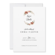 Elegant Script Save the Date met Pastelroze Roos