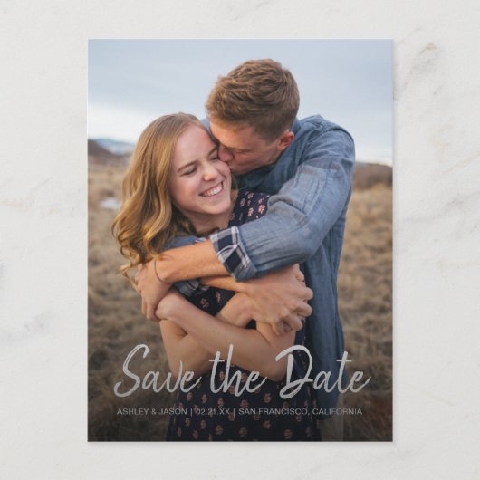 Elegant Script Save the Date Trouwfoto Aankondigingskaart (Voorkant)