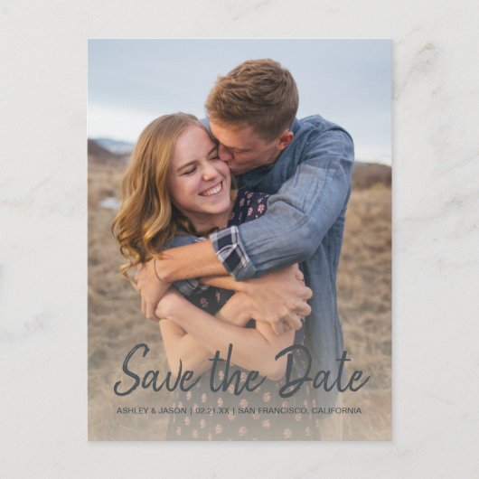 Elegant Script Save the Date Trouwfoto Aankondigingskaart (Voorkant)
