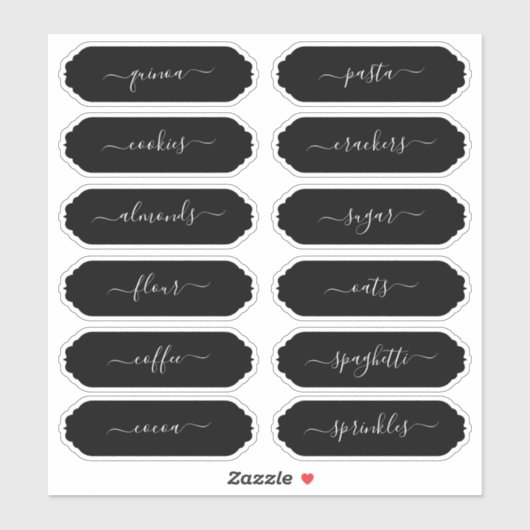 Elegant Script Scallop Lijst Kitchen Pantry Labels (Vel)